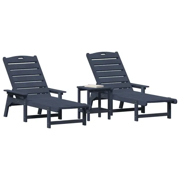 Set Lounge 3 Piese Bleumarin HDPE pentru Exterior