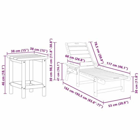 Set Șezlonguri Grădină 3 Piese - Negru HDPE | Livrare Gratuită