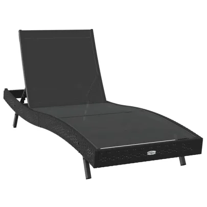 Set Șezlonguri cu Masă Rattan - 3 Piese Negru | Livrare Gratuită