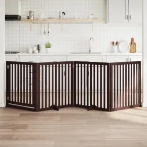 Poartă Câini Pliabilă Lemn - 320 cm, Maro | Livrare Gratuită