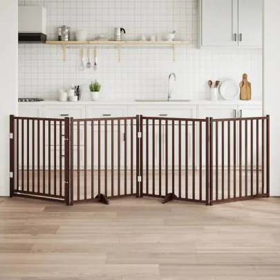 Poartă Câini Pliabilă Lemn Brad 320 cm - Portițe pentru Câini