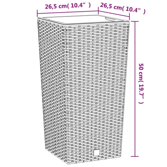 Jardinieră Ratan cu Interior Detașabil Antracit 26.5L