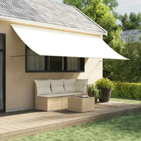 Copertină Retractabilă Crem 350x150 cm - Oțel și Țesătură