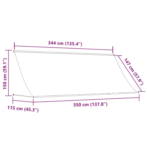Copertină Retractabilă Crem 350x150 cm - Oțel și Țesătură