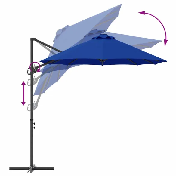 Parasol Cantilever Grădină Albastru Azur - Livrare Gratuită