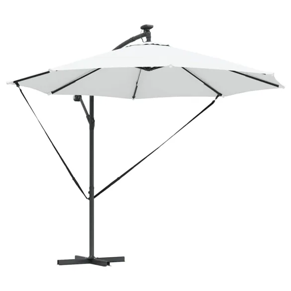 Parasol Banana cu Brațe Blocare Nisipiu 294x294x248 cm