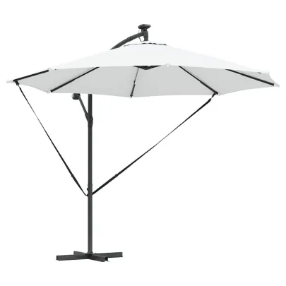 Parasol Banana cu Brațe Blocare Nisipiu 294x294x248 cm