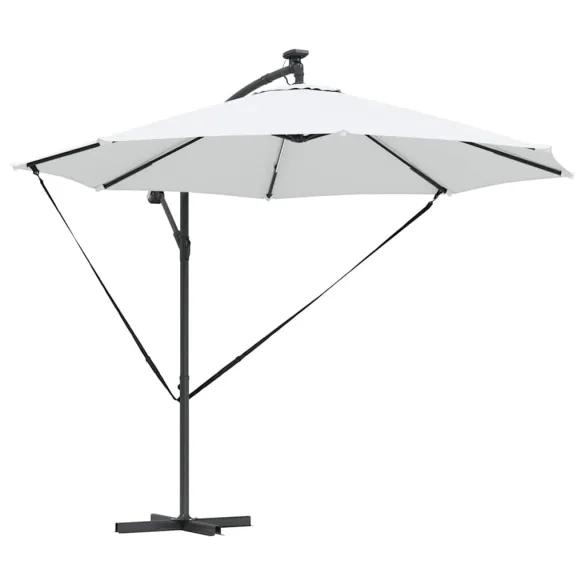 Parasol Banana cu Brațe Blocare Nisipiu 294x294x248 cm