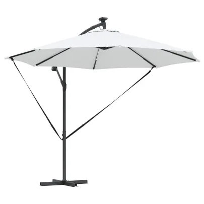 Parasol Banana cu Brațe Blocare Nisipiu 294x294x248 cm