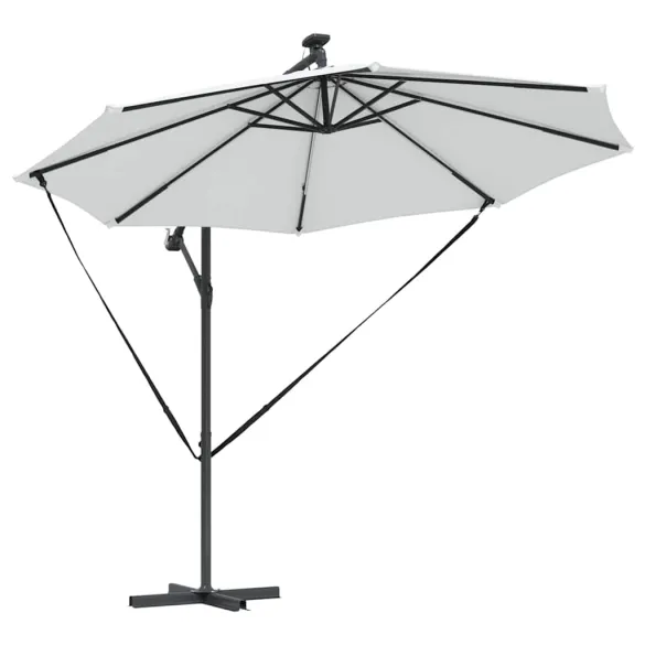 Parasol Banana cu Brațe Blocare Nisipiu 294x294x248 cm