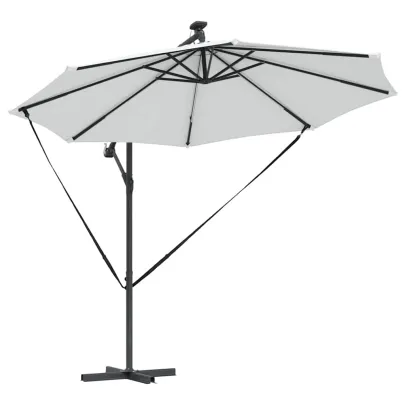 Parasol Banana cu Brațe Blocare Nisipiu 294x294x248 cm