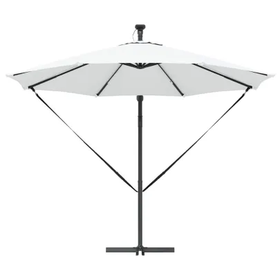 Parasol Banana cu Brațe Blocare Nisipiu 294x294x248 cm