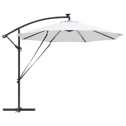 Parasol Banana cu Brațe Blocare Nisipiu 294x294x248 cm
