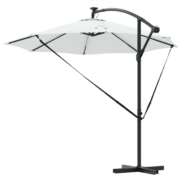Parasol Banana cu Brațe Blocare Nisipiu 294x294x248 cm