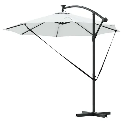 Parasol Banana cu Brațe Blocare Nisipiu 294x294x248 cm