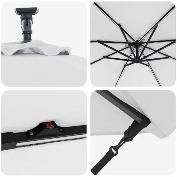 Parasol Banana cu Brațe Blocare Nisipiu 294x294x248 cm