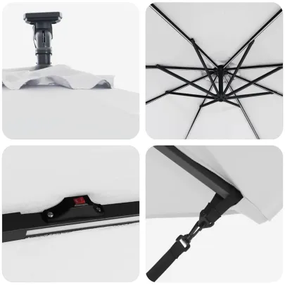 Parasol Banana cu Brațe Blocare Nisipiu 294x294x248 cm