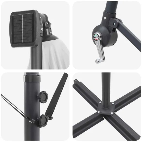 Parasol Banana cu Brațe Blocare Nisipiu 294x294x248 cm