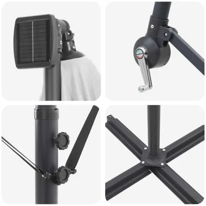 Parasol Banana cu Brațe Blocare Nisipiu 294x294x248 cm