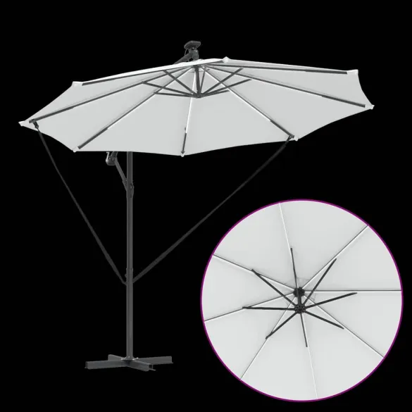 Parasol Banana cu Brațe Blocare Nisipiu 294x294x248 cm