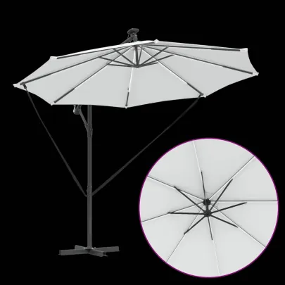 Parasol Banana cu Brațe Blocare Nisipiu 294x294x248 cm