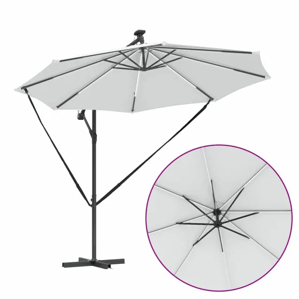 Parasol Banana cu Brațe Blocare Nisipiu 294x294x248 cm