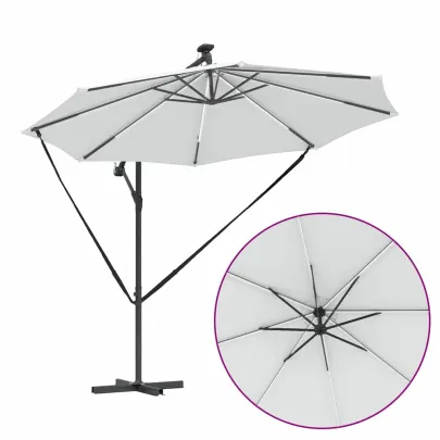 Parasol Banana cu Brațe Blocare Nisipiu 294x294x248 cm