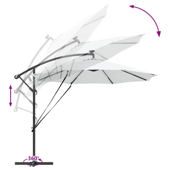 Parasol Banana cu Brațe Blocare Nisipiu 294x294x248 cm