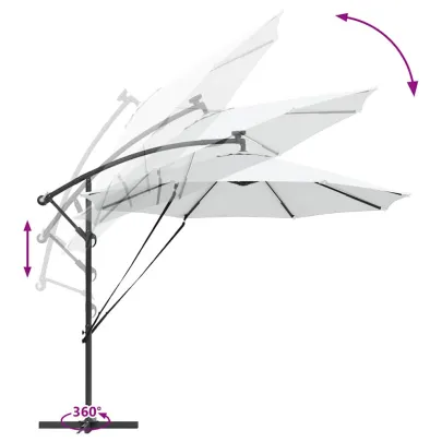 Parasol Banana cu Brațe Blocare Nisipiu 294x294x248 cm