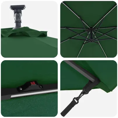 Parasol Banana Brațe Blocare Verde 294x294x248 cm