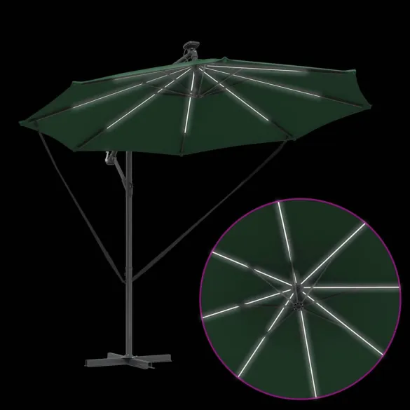 Parasol Banana Brațe Blocare Verde 294x294x248 cm