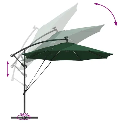 Parasol Banana Brațe Blocare Verde 294x294x248 cm