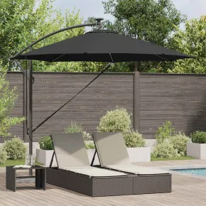 Parasol Banana Brațe Blocare Negru 3x3m - Livrare Gratuită