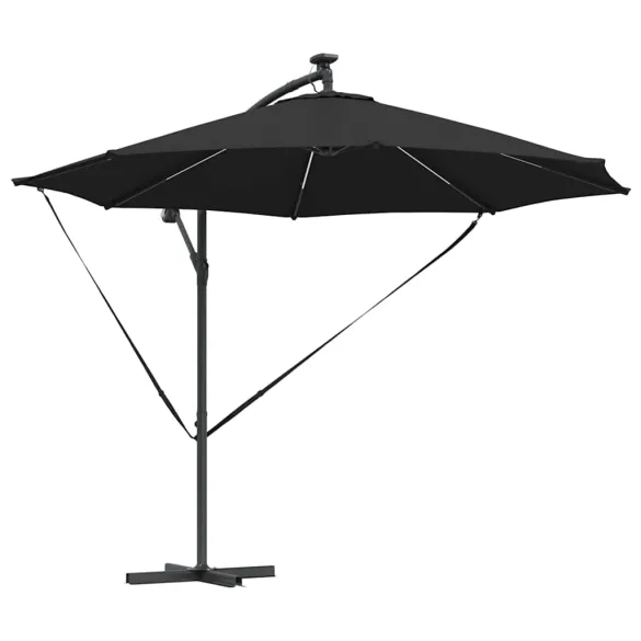 Parasol Banana Brațe Blocare Negru 3x3m - Livrare Gratuită