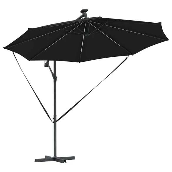 Parasol Banana Brațe Blocare Negru 3x3m - Livrare Gratuită