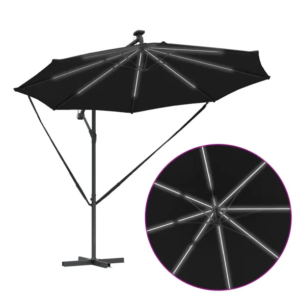 Parasol Banana Brațe Blocare Negru 3x3m - Livrare Gratuită