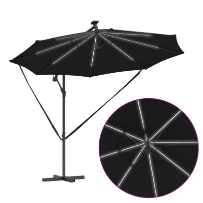 Parasol Banana Brațe Blocare Negru 3x3m - Livrare Gratuită