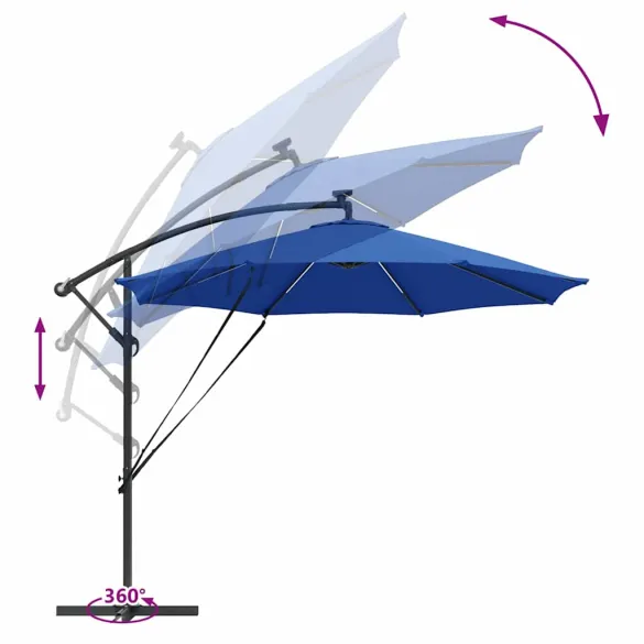 Parasol Banana Albastru Azur 294x294 cm | Livrare Gratuită