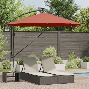 Parasol Banana Terracota cu Blocare și Iluminare Solară
