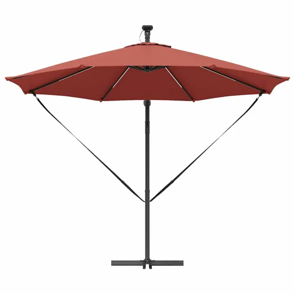 Parasol Banana Terracota cu Blocare și Iluminare Solară Parasol Banana Terracota cu Blocare și Iluminare Solară
