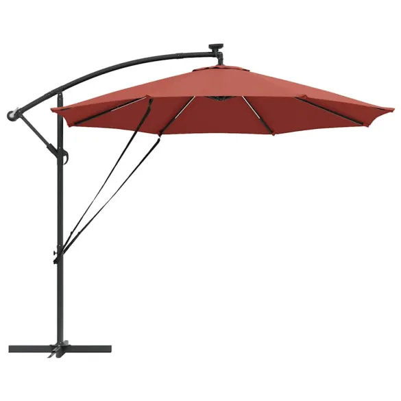 Parasol Banana Terracota cu Blocare și Iluminare Solară Parasol Banana Terracota cu Blocare și Iluminare Solară