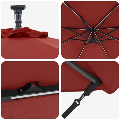 Parasol Banana Terracota cu Blocare și Iluminare Solară