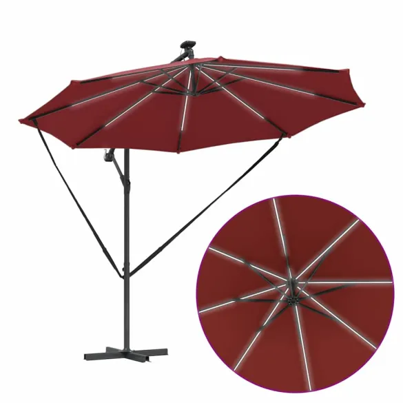 Parasol Banana Terracota cu Blocare și Iluminare Solară Parasol Banana Terracota cu Blocare și Iluminare Solară