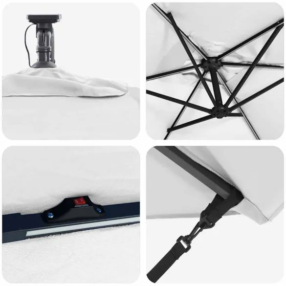 Parasol Banana cu Blocare și LED Solar | Livrare Gratuită