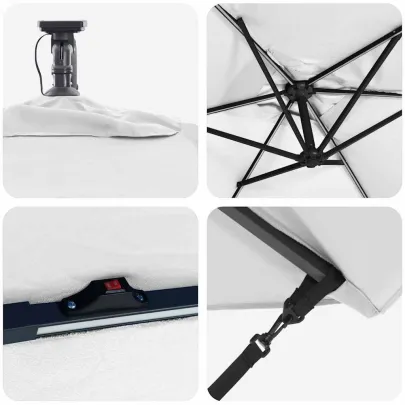 Parasol Banana cu Blocare și LED Solar | Livrare Gratuită