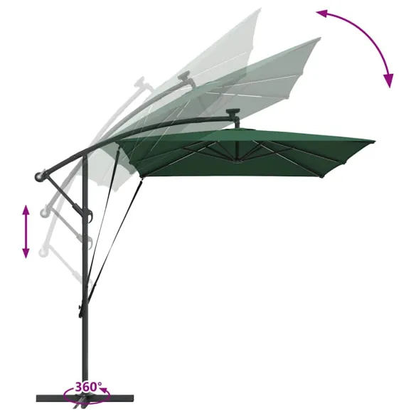 Parasol Banana cu Brațe, Verde, 3x2m - Livrare Gratuită