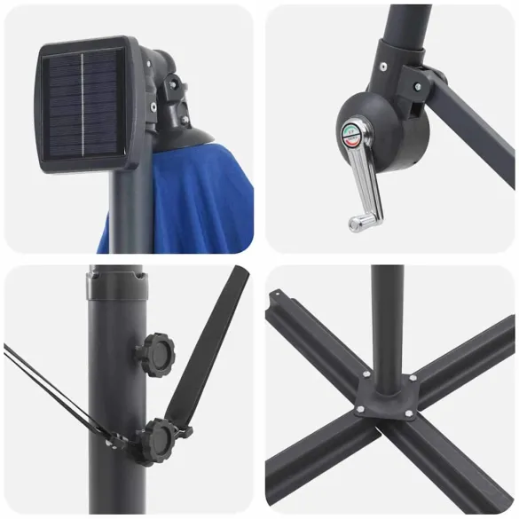 Parasol Banana cu Brațe și Blocare - 294x200x254 cm