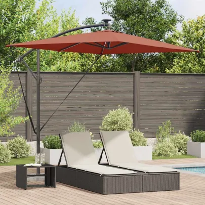 Parasol Banana Terracota cu LED Solar - Livrare Gratuită