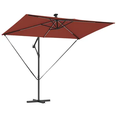 Parasol Banana Terracota cu LED Solar - Livrare Gratuită