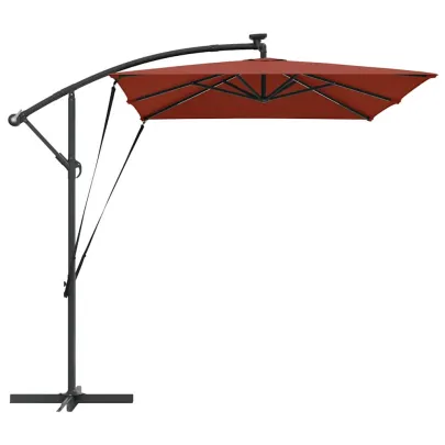 Parasol Banana Terracota cu LED Solar - Livrare Gratuită